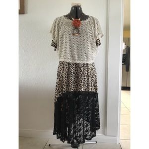5 pieces ensemble,animal print dress.